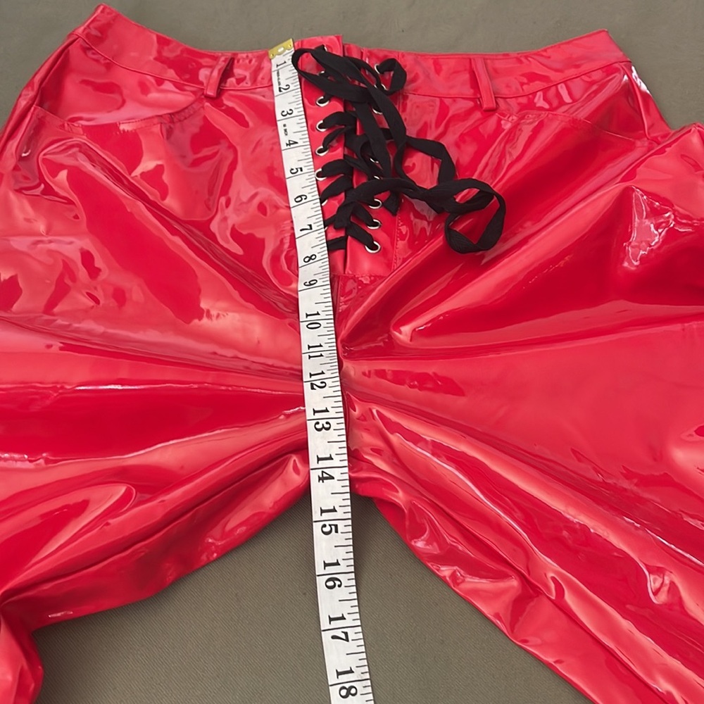 PRETTY little THING  metalic red color Hi-RISE  Size 14” Womens pants - Picture 10 of 15